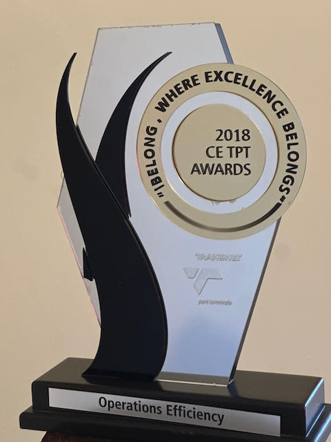 Picture of the operations Efficiency Award from Transnet