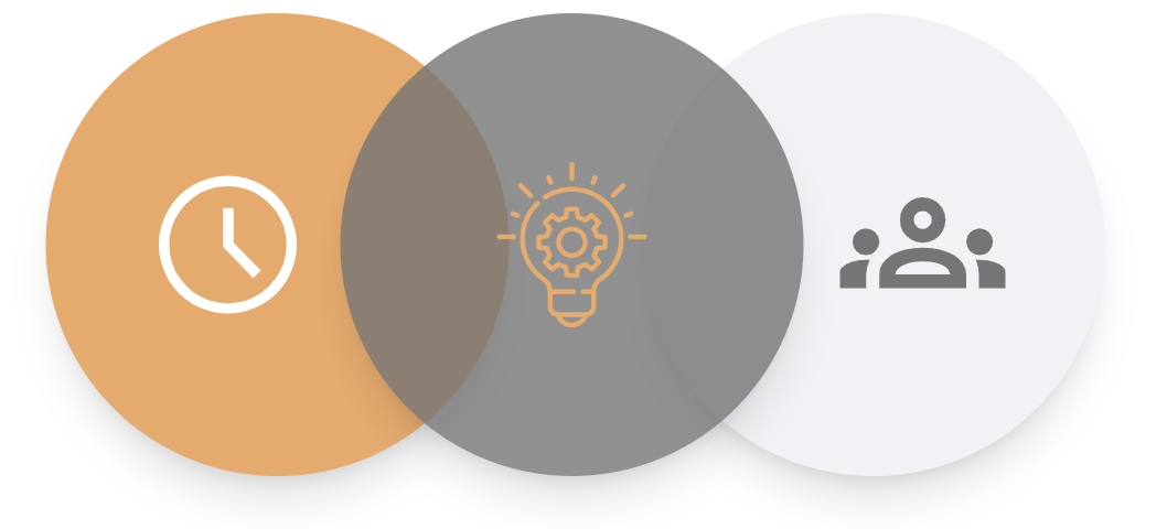 A three-circle Venn diagram representing core values